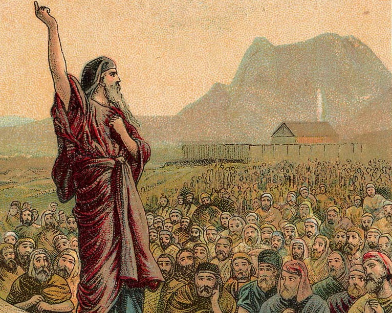 Moses teaching the people of Israel.
