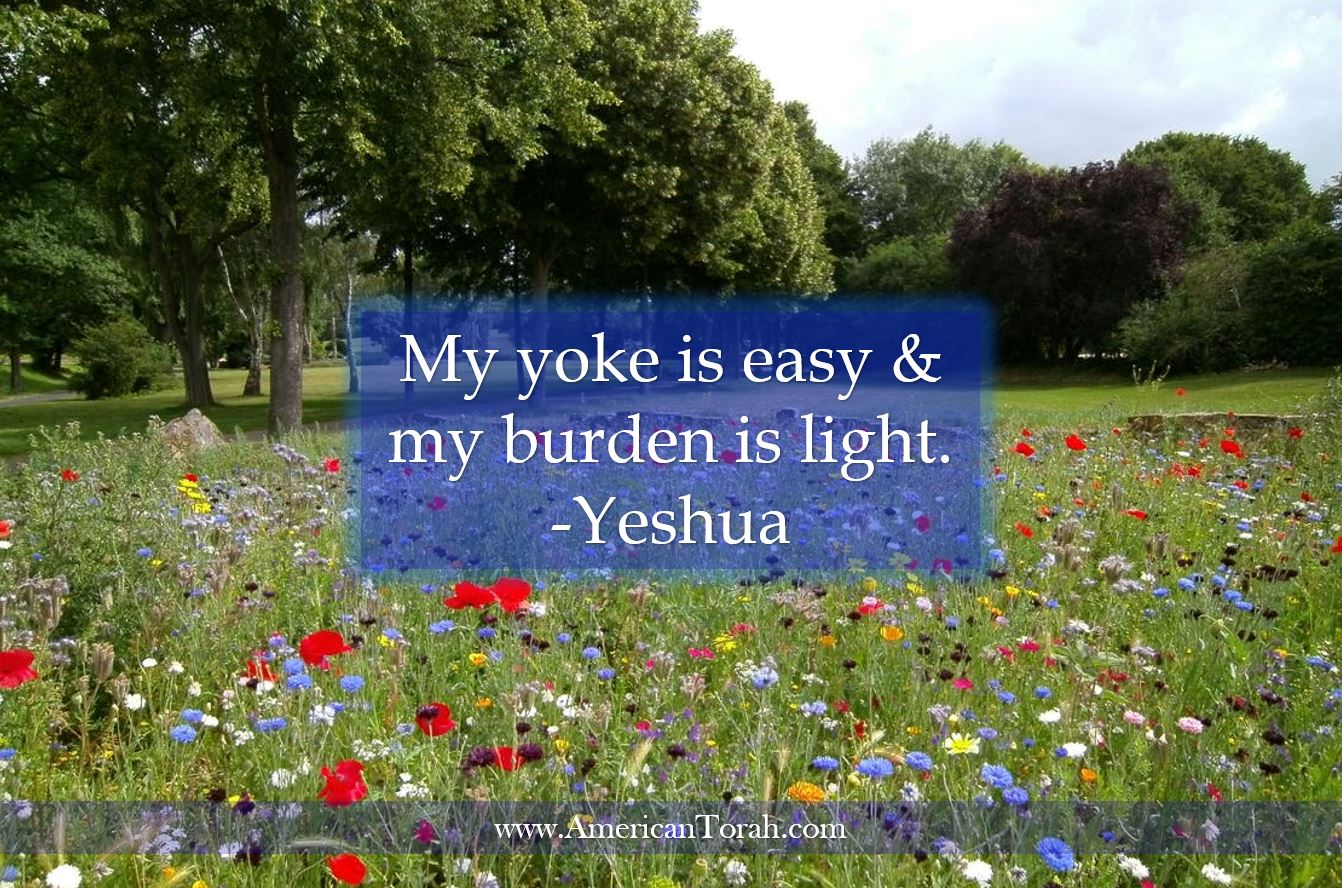 Yeshua said, "My yoke is easy, and my burden is light." The weekly Sabbath is a vital part of a healthy relationship with God.