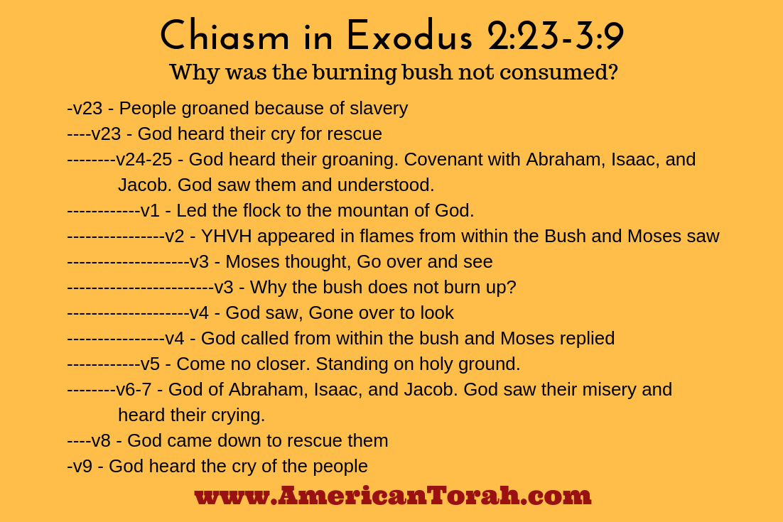 A chiasm in Exodus 2:23-3:9 centered on the burning bush illustrates how and why God preserves a remnant of Israel.